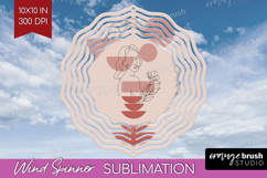 Line Art Woman Wind Spinner Sublimation PNG - Minimalist Product Image 1