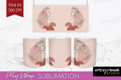 Line Art Woman Mug Wrap - Minimalist Mug PNG Sublimation Product Image 1