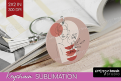 Line Art Woman Keychain PNG - Minimalist Keychain Product Image 1