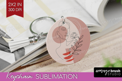 Line Art Woman Keychain PNG - Minimalist Keychain Product Image 1