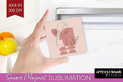 Line Art Woman Magnet Sublimation - Minimalist Square Magnet Product Image 1