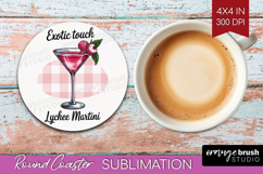 Lychee Martini Cocktail Round Coaster Summer Drink Coaster Product Image 1
