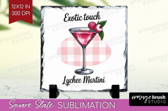 Lychee Martini Cocktail Slate PNG Summer Drink Square Slate Product Image 1