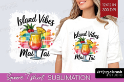 Mai Tai Cocktail Square Tshirt Background Summer Drink PNG Product Image 1