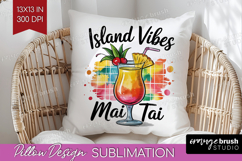 Mai Tai Cocktail Pillow Sublimation Summer Drink Pillow PNG Product Image 1