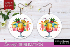 Mai Tai Cocktail Round Earrings Summer Drink PNG Sublimation Product Image 1