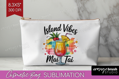 Mai Tai Cocktail Cosmetic Bag Summer Drink Makeup Bag PNG Product Image 1