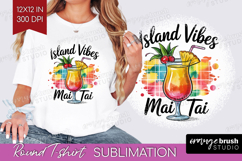 Mai Tai Cocktail Round Tshirt Background Summer Drink PNG Product Image 1