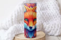 Colorful Fox Tumbler Wrap | Skinny Tumbler wrap Design Product Image 2