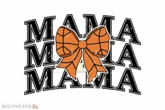 Retro Mama Basketball Coquette Bow SVG T-shirt Design Product Image 1