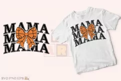Retro Mama Basketball Coquette Bow SVG T-shirt Design Product Image 2