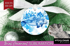 Manatee Floral Ornament PNG Blue Flowers PNG Sublimation Product Image 1