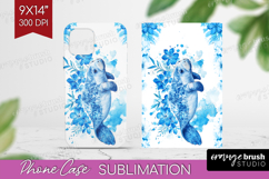Manatee Floral Phone Case PNG Blue Flowers Case PNG Product Image 1
