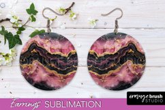 Marble Texture Round Earring Sublimation, Abstract Earrings Product Image 1
