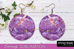 Marble Texture Round Earring Sublimation, Abstract Earrings Product Image 1