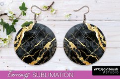 Marble Texture Round Earring Sublimation, Abstract Earrings Product Image 1