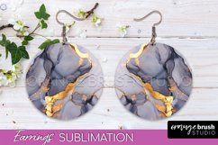 Marble Texture Round Earring Sublimation, Abstract Earrings Product Image 1