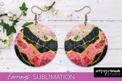 Marble Texture Round Earring Sublimation, Abstract Earrings Product Image 1