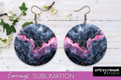 Marble Texture Round Earring Sublimation, Abstract Earrings Product Image 1