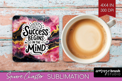 Inspirational Quote Square Coaster - Marble Texture Coaster Product Image 1