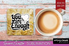 Inspirational Quote Square Coaster - Marble Texture Coaster Product Image 1