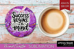 Inspirational Quote Round Coaster - Marble Texture Coaster Product Image 1