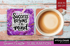 Inspirational Quote Square Coaster - Marble Texture Coaster Product Image 1