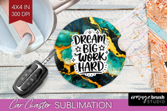 Inspirational Quote Car Coaster - Marble Texture Coaster PNG Product Image 1