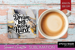 Inspirational Quote Square Coaster - Marble Texture Coaster Product Image 1