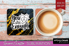 Inspirational Quote Square Coaster - Marble Texture Coaster Product Image 1