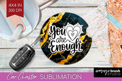 Inspirational Quote Car Coaster - Marble Texture Coaster PNG Product Image 1