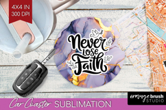 Inspirational Quote Car Coaster - Marble Texture Coaster PNG Product Image 1