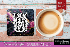 Inspirational Quote Square Coaster - Marble Texture Coaster Product Image 1