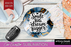 Inspirational Quote Car Coaster - Marble Texture Coaster PNG Product Image 1