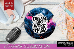 Inspirational Quote Car Coaster - Marble Texture Coaster PNG Product Image 1