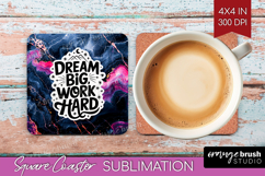 Inspirational Quote Square Coaster - Marble Texture Coaster Product Image 1