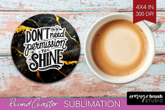 Inspirational Quote Round Coaster - Marble Texture Coaster Product Image 1