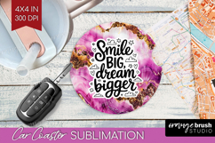 Inspirational Quote Car Coaster - Marble Texture Coaster PNG Product Image 1