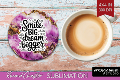 Inspirational Quote Round Coaster - Marble Texture Coaster Product Image 1