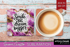 Inspirational Quote Square Coaster - Marble Texture Coaster Product Image 1
