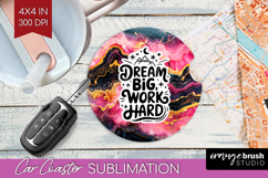 Inspirational Quote Car Coaster - Marble Texture Coaster PNG Product Image 1