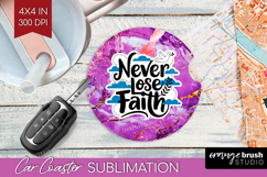 Inspirational Quote Car Coaster - Marble Texture Coaster PNG Product Image 1