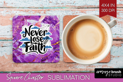 Inspirational Quote Square Coaster - Marble Texture Coaster Product Image 1