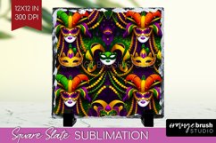 Mardi Gras Slate PNG - Carnival Square Slate Sublimation Product Image 1