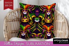Mardi Gras Pillow Sublimation - Carnival Pillow Cover PNG Product Image 1