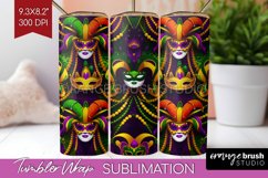 Mardi Gras Tumbler Wrap - Carnival Tumbler PNG Sublimation Product Image 1
