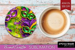 Mardi Gras Round Coaster - Carnival Coaster PNG Sublimation Product Image 1