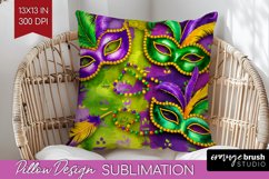 Mardi Gras Pillow Sublimation - Carnival Pillow Cover PNG Product Image 1