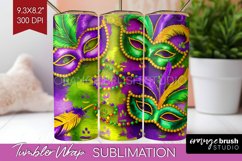 Mardi Gras Tumbler Wrap - Carnival Tumbler PNG Sublimation Product Image 1