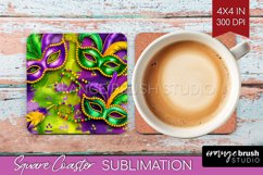 Mardi Gras Square Coaster - Carnival Coaster PNG Sublimation Product Image 1